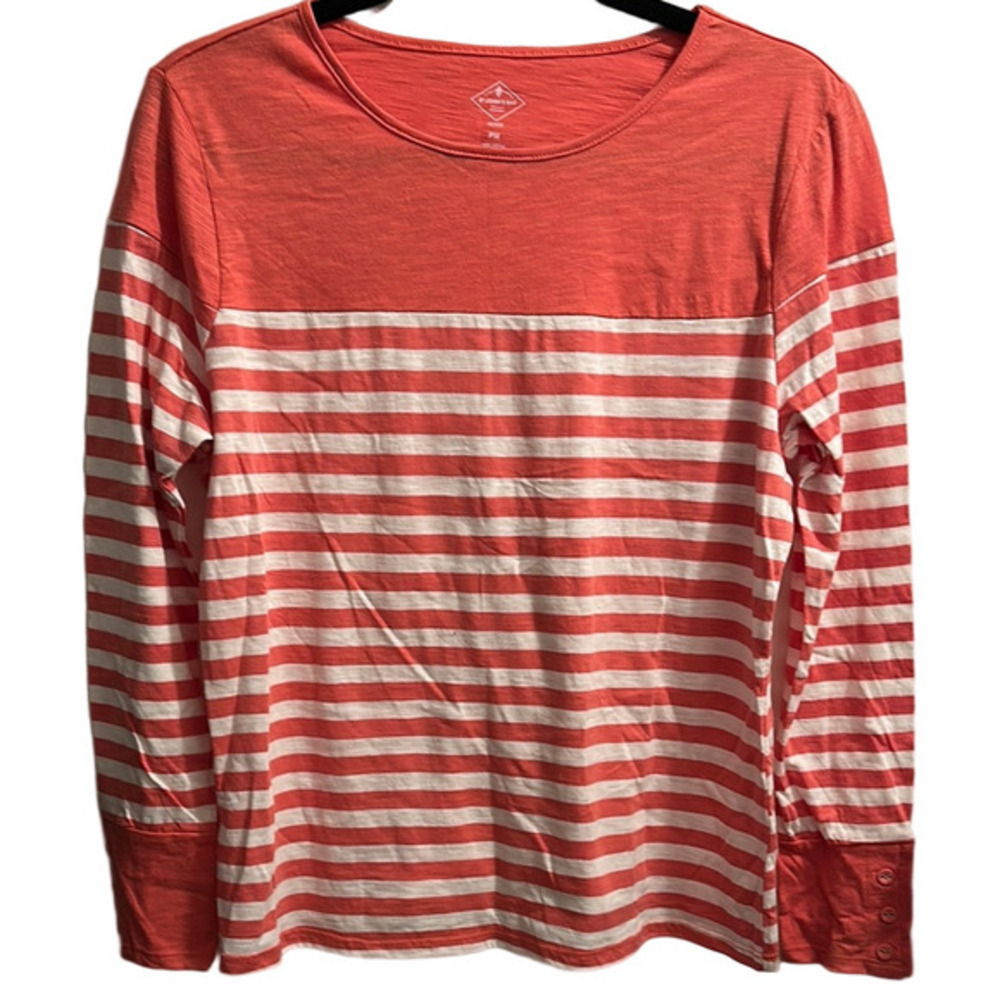 St. John's Bay coral and White Striped Women's Top